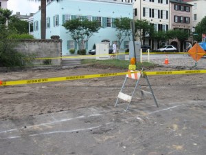 The asphalt surface of the parking lot was removed on 28 May 2009