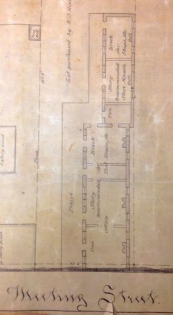 An 1889 plat of the building believed to be the 1743 armory. Image from the collections of the Charleston Archive at CCPL.